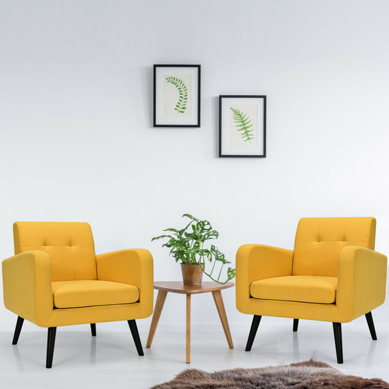 Fauteuil Bugrane, Mélange de lin jaune