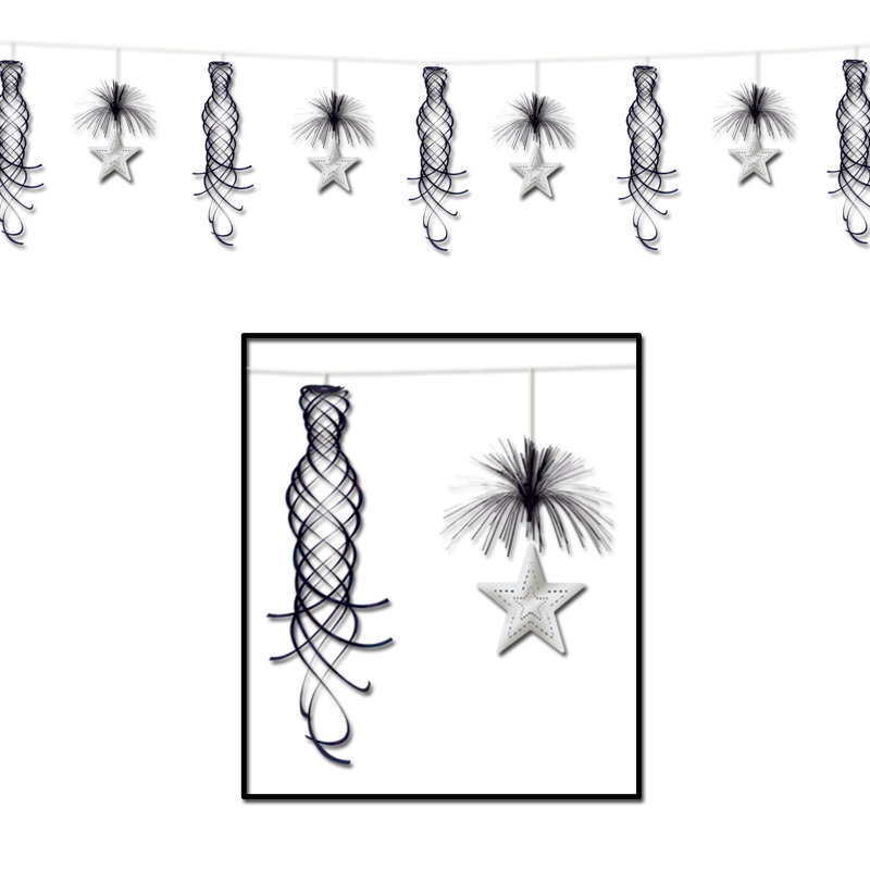 Guirlande scintillement star, Noir / argent