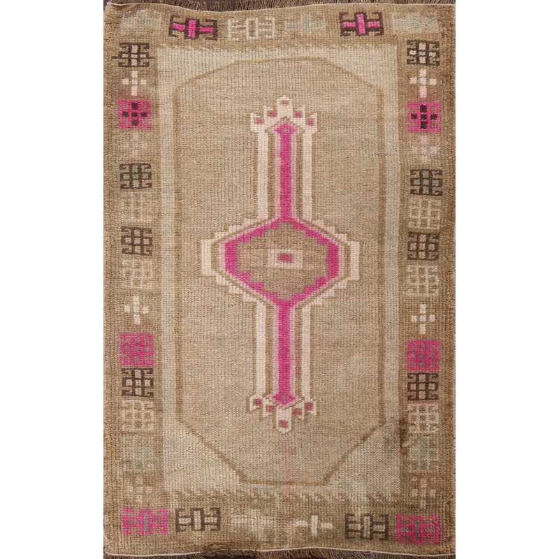 Tapis turc Anatolian à aspect antique noué à la main 2 x 3
