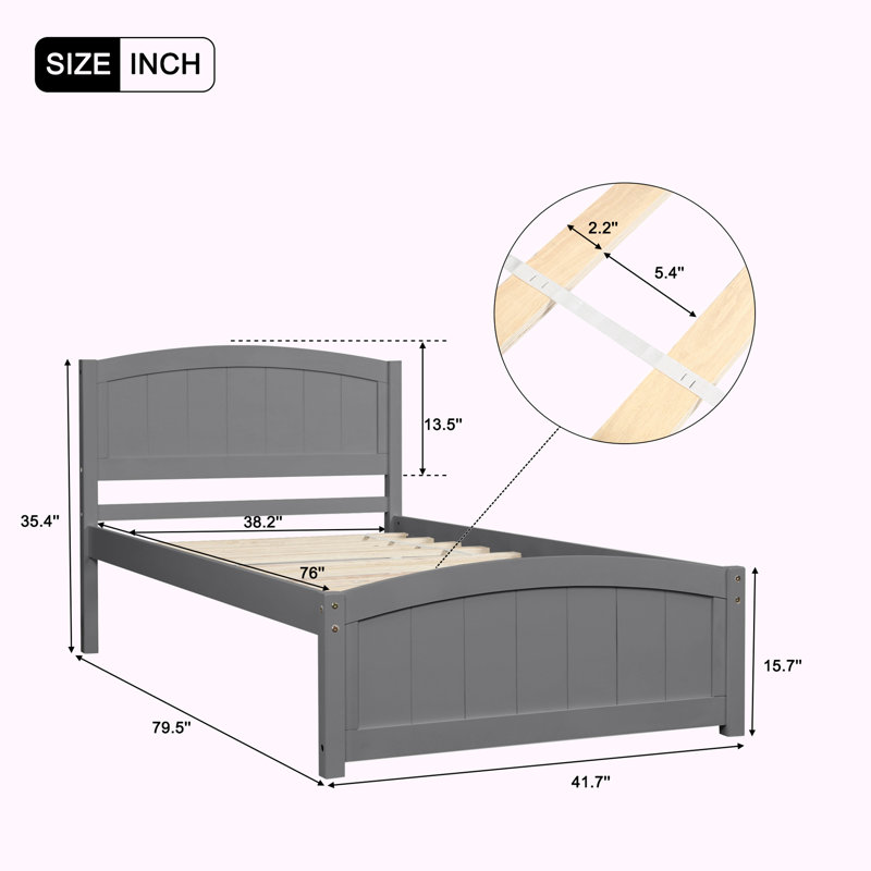 Slat Bed, Gray