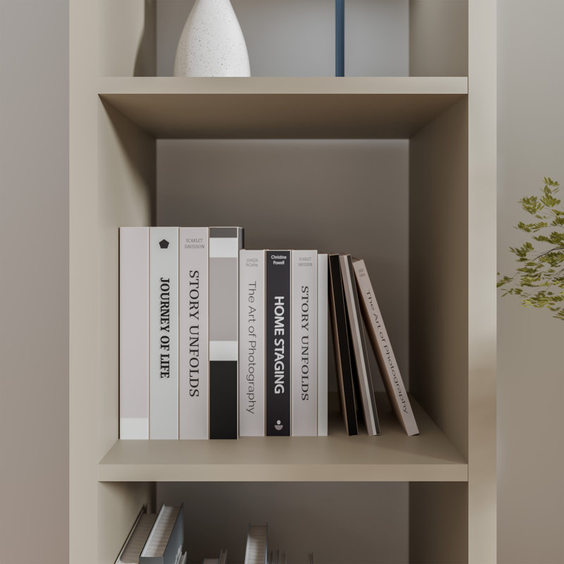 Cube Bookcase, (3 Shelves) 141.8cm.H x 141.8cm.W x 141.8cm.D, Beige