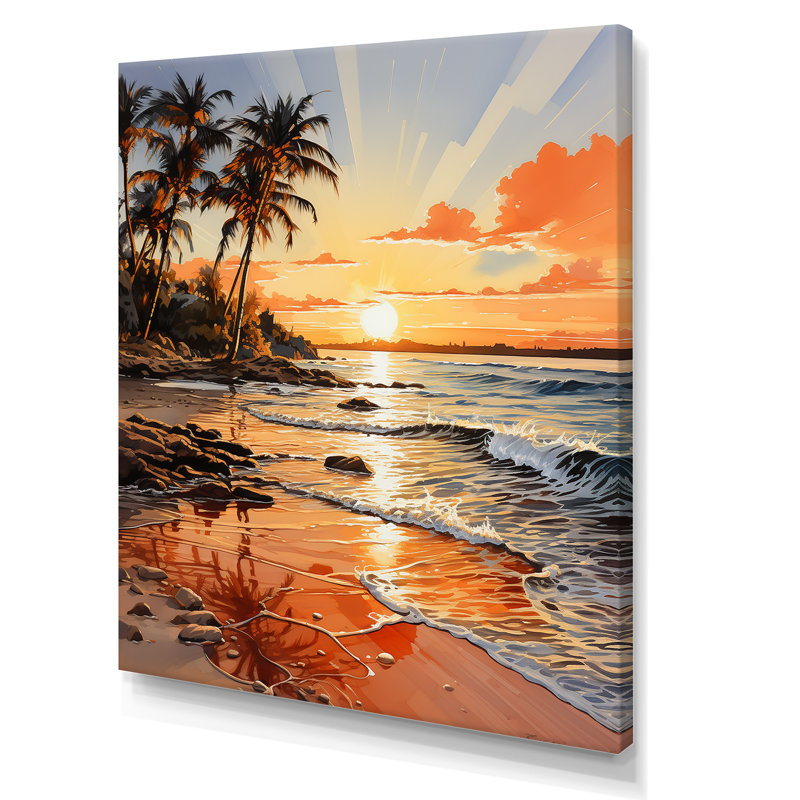 «Beachside Sunset II», reproduction sur toile, Toile tendue, H 20 po x l 12 po x P 1 po
