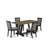 5-Pc Dining Room Table Set Contains a Linen White (Off-White) Dinette Table and 4 Dark Gotham Grey Linen Fabric Dinner Chairs with High Back - Wire Brushed Black Finish-85692388-85692389