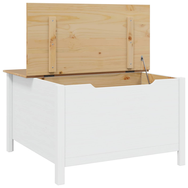  Coffee Table With Drawer Solid Pine Wood Living Room Modern Rectangle, White