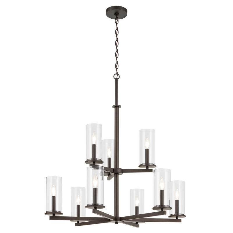 Lustre 9 lumières 32,5 "à 2 niveaux, Bronze