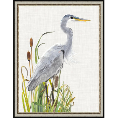 «Waterbirds and Cattails I», reproduction d'art encadrée