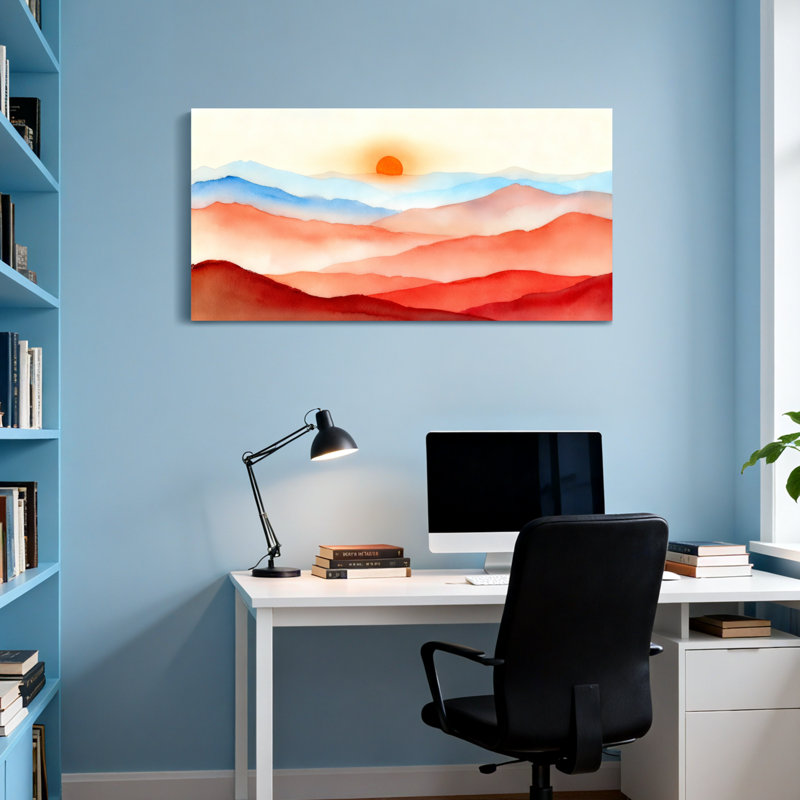 «Landscape & Nature Mountain Sunset», reproduction d'art sur toile, H 24 po x l 48 po