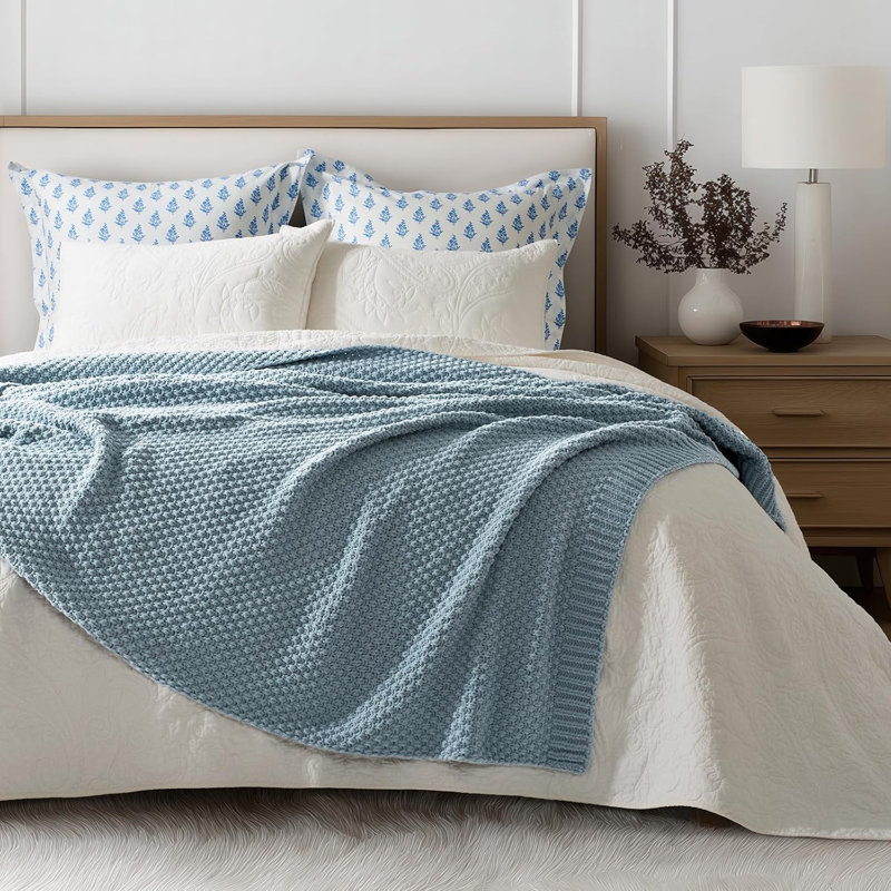 Jeté Chunky, L 60 po x l 50 po, Bleu Chambray