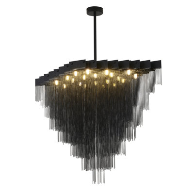 Modern 20-Light Aluminum Chain Chandelier 