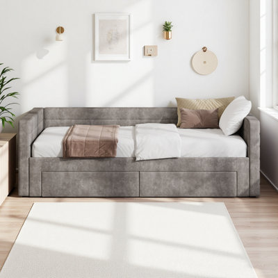 Upholstered Daybeds with Trundle, Twin-to-King Convertible Daybed with Two Drawers by Latitude Run