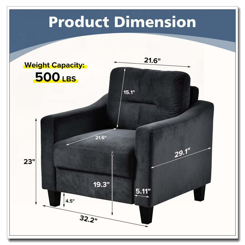 Fauteuil d'appoint en velours, Noir