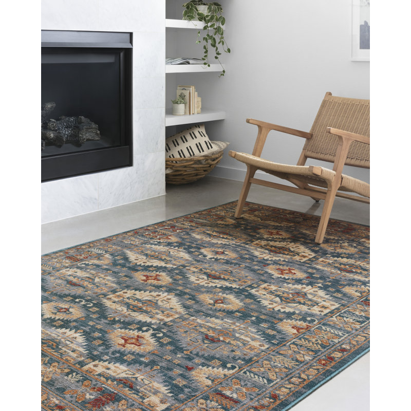 Tapis vert style sud-Ouest Fuchs, Rectangulaire 8 pi 11 po x 12 pi