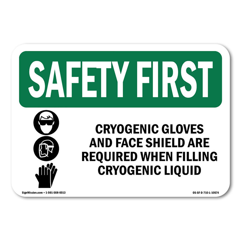 Gants et panneau de protection Cryogénique avec panneau en aluminium 10 "x 7"