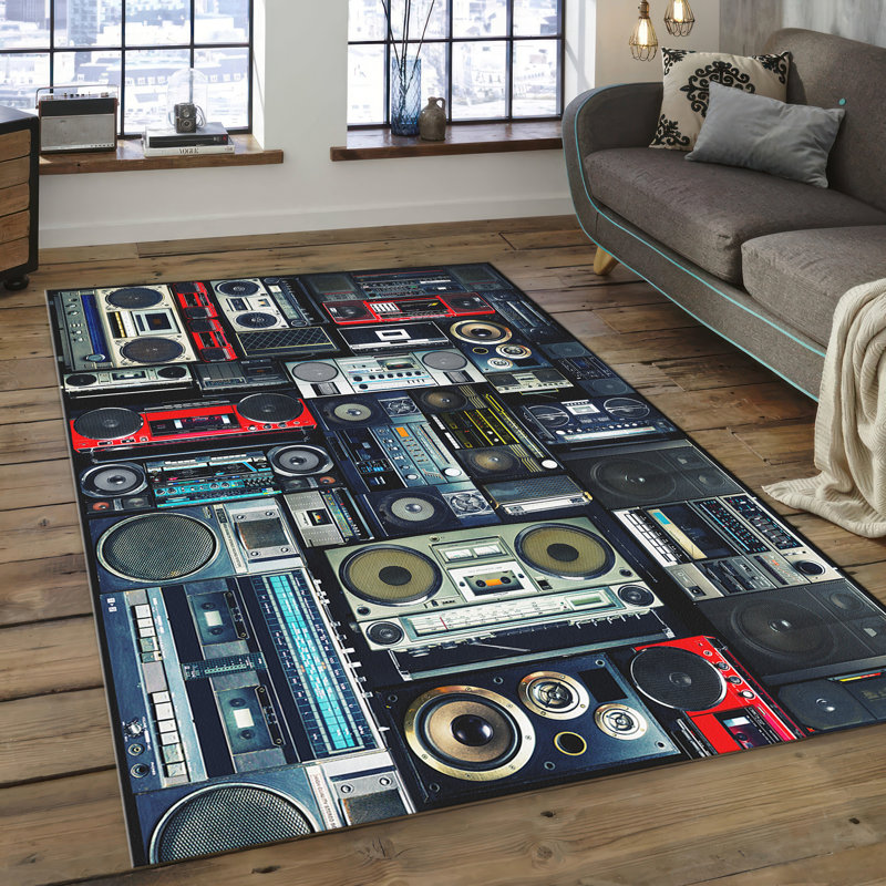 Tapis décoratif fin non tissé à motif floral et géométrique complexe pour une utilisation intérieure dans des couleurs vives