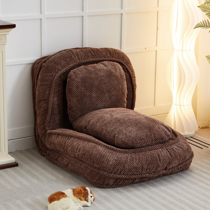 Fauteuil Fluffy Elastic, 5 positions réglables, décor de chambre à coucher, siège relax en métal brun, options de position,