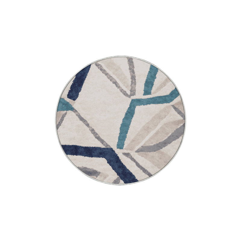 Tapis beige soyeux et moelleux, Rond 5 pi