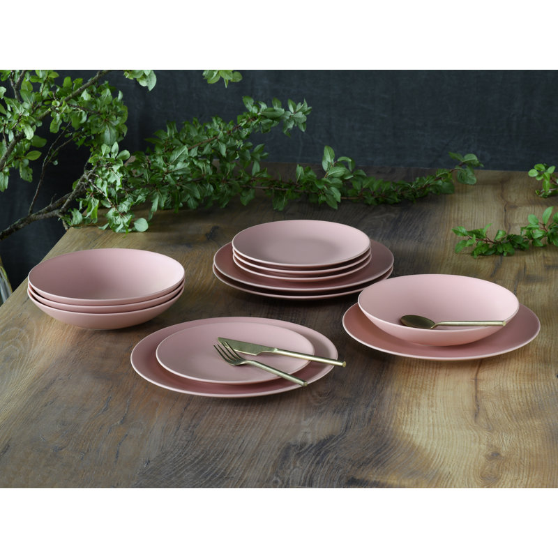 Soft Touch Piece Stoneware Dinnerware Set - Service for 4