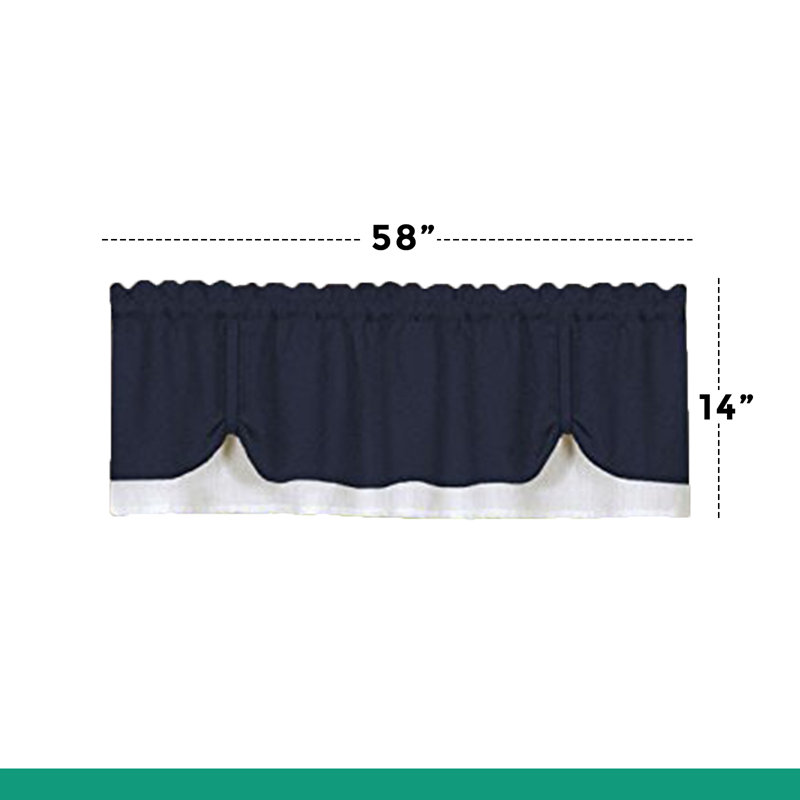 Mackenzie Tailored 58'' W Window Valance, Navy/White