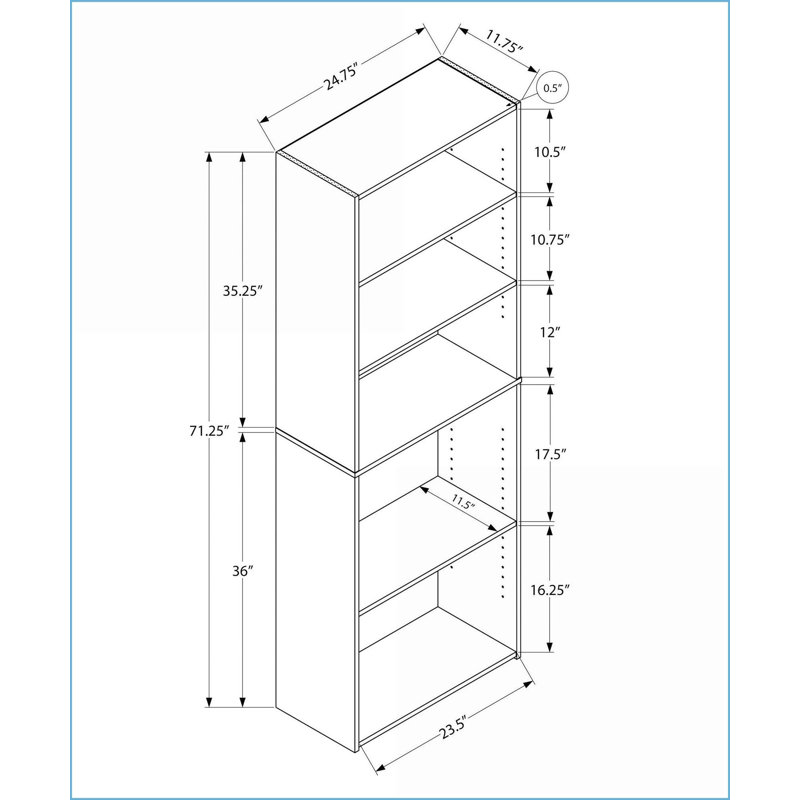 Bibliothèque, 6 niveaux H 72 po style transitionnel stratifié blanc | Blanc | Panneau de particules, Blanc