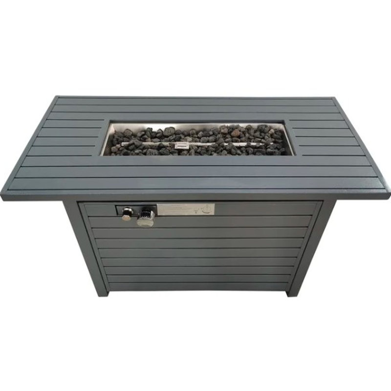 Outdoor Fire Pit Table, Gray, 25H X 42W, 50000 Energy Output Time Period, Stainless Steel, Propane/Natural Gas Switchable, Modern Garden Feature Span,