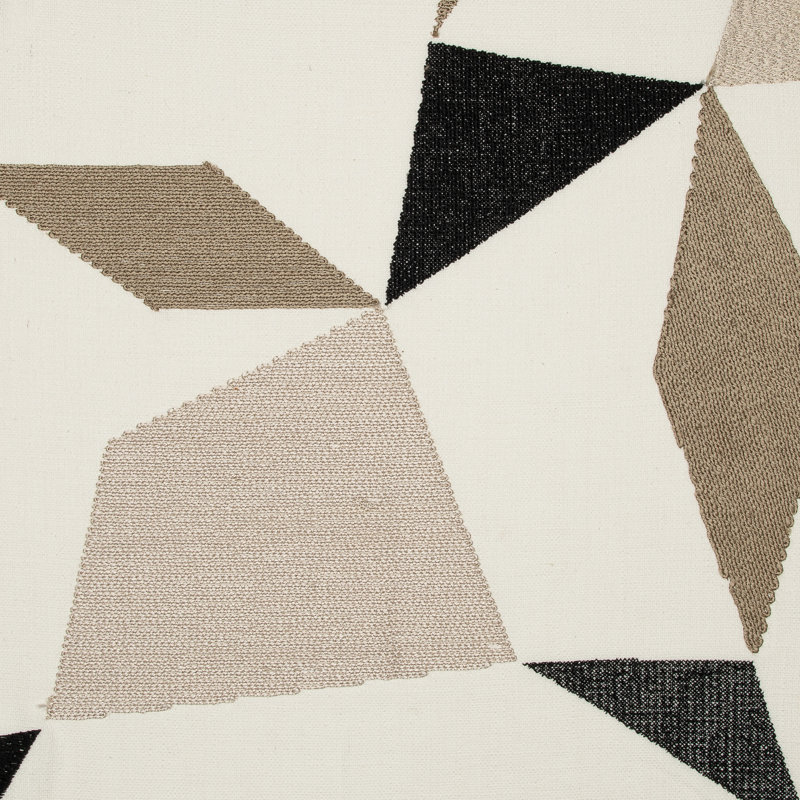 Coussin brodé, Ivoire / brun clair / noir, 20 po x 20 po, Housse de coussin seulement - sans coussin