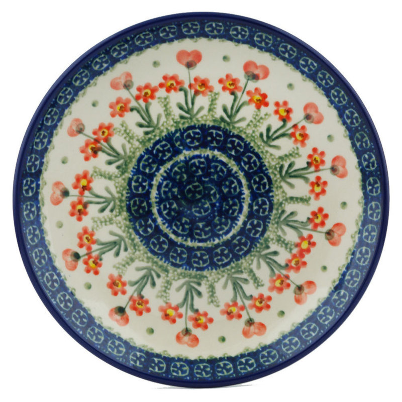 Peach Spring Daisy Polish Pottery 8" Plate