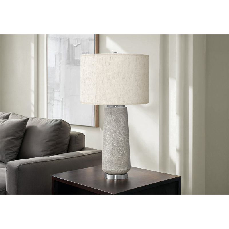 Lighting, 29"H, Table Lamp, Grey Resin, Ivory / Cream Shade, Modern