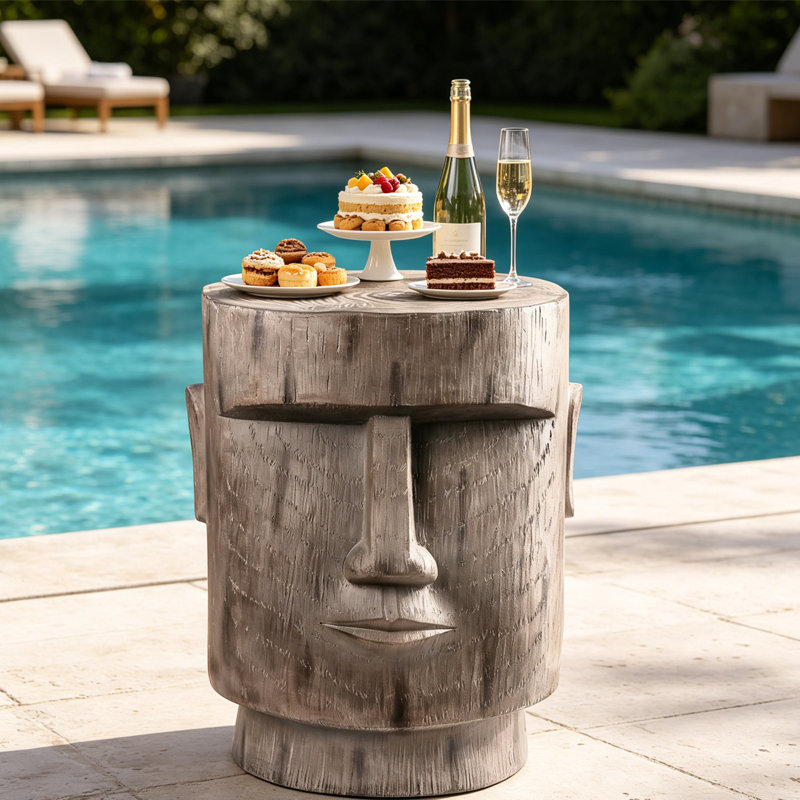 Table d'appoint, table avec grain de bois artificiel, 13 po x 13,5 po x 18 po, pour salon de patio, tabouret décoratif ou support à plante