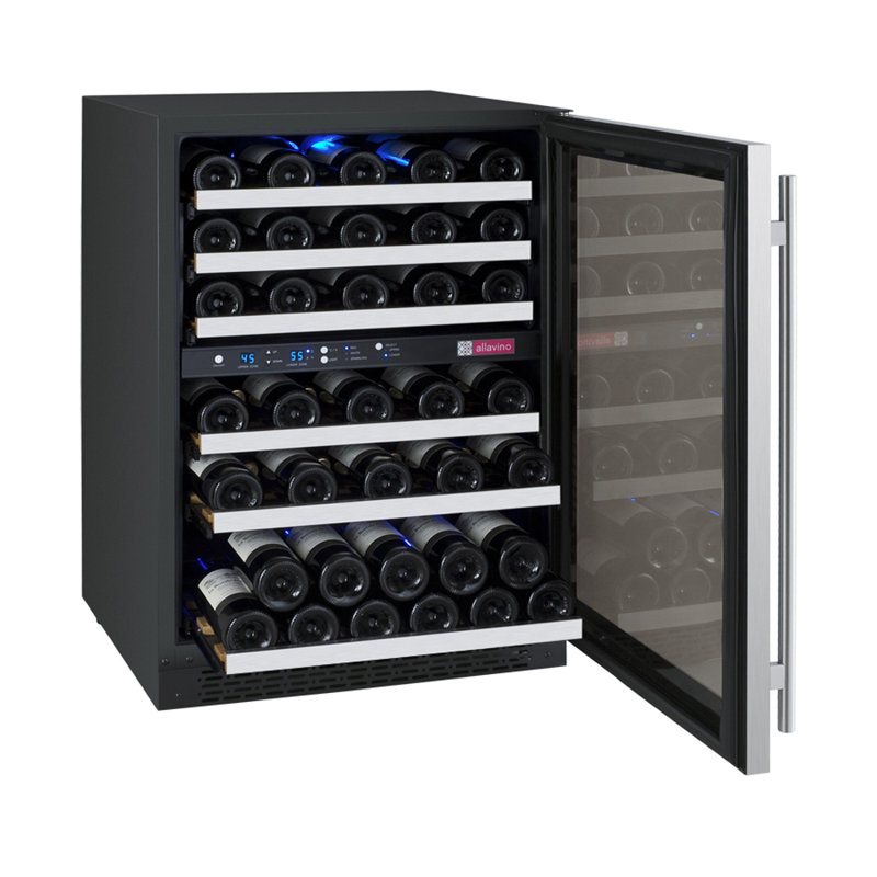 Allavino FlexCount Series 56 Bottle Dual Zone Built-In Wine Refrigerator with Stainless Steel Door - Right Hinge