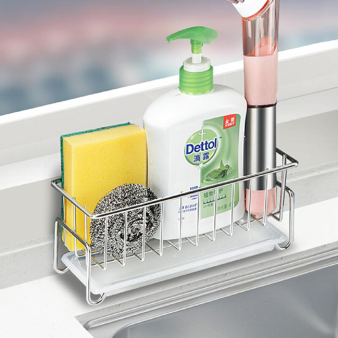Cheers US Silicone Kitchen Soap Tray, Sink Tray for Kitchen Counter/Soap  Bottles, Sponge Holder and Organizer with Drain 