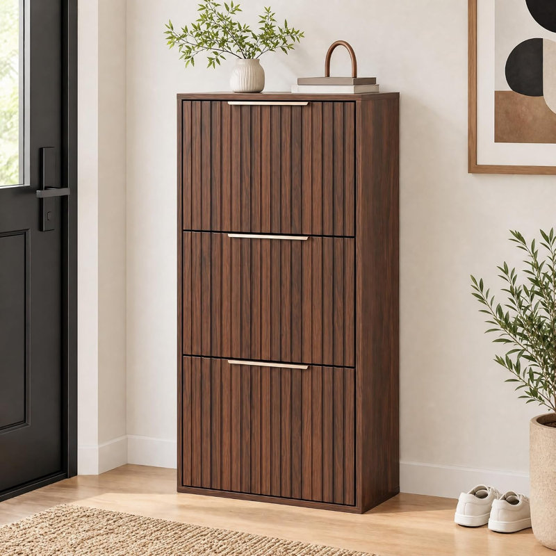Solid Wood 24 cm W Chest of 3 Drawers, Walnut