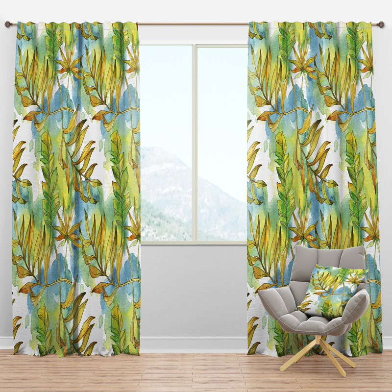 Panneau de rideau simple semi-diaphane avec passe-tringle Mid-Century, l 52 po x L 120 po