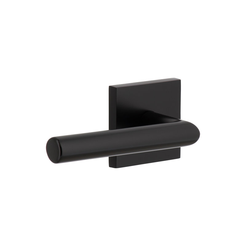 Viaggio Quadrato Rosette Passage (Hall & Closet) with Moderno Lever, Left, 2.75", Satin Black