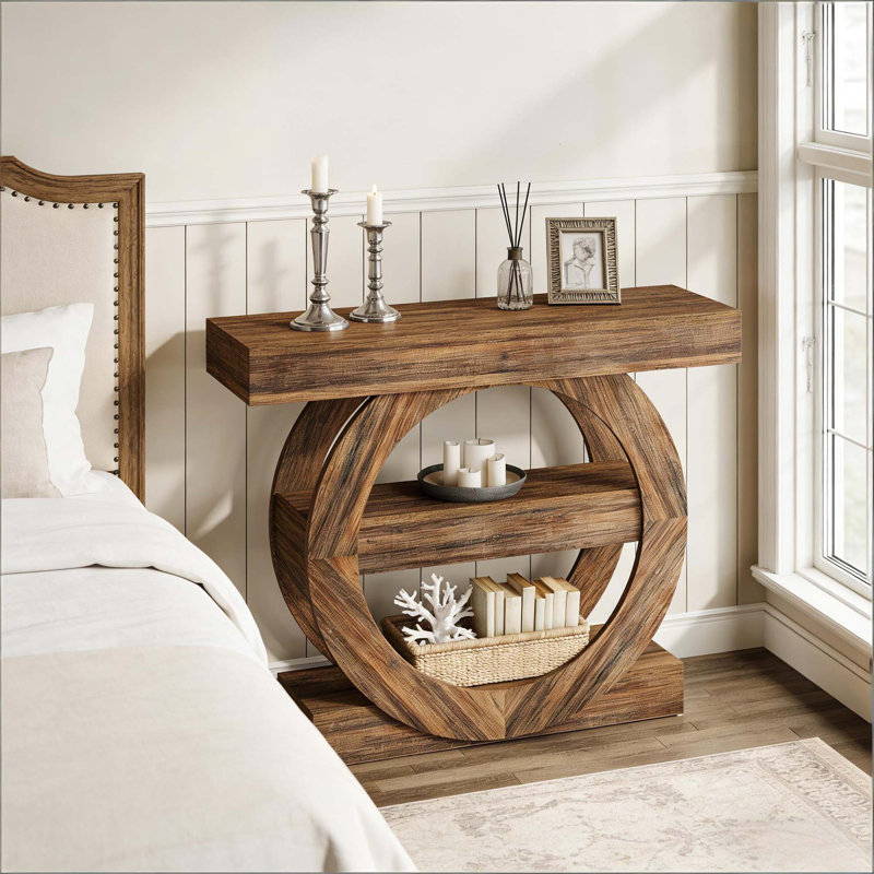 Rustic Farmhouse 3-Tier Console Table for Hallway Organization