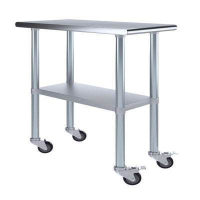 Table de préparation à roulettes express H 35 po x L 30 po x P 14 po avec tablette réglable et roulettes verrouillables Express KitchQuip