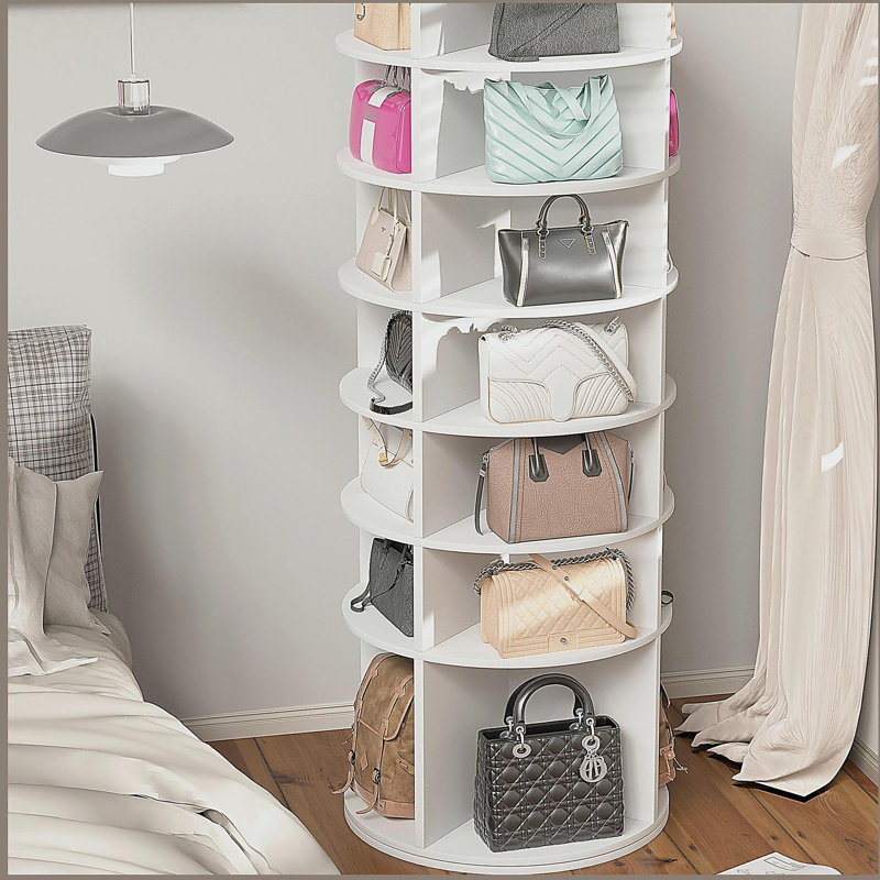 Rotating Shoe Rack Tower, 7-Tier Spinning Shoe Rack, Free Standing 360° Revolving Shoe Organizer,  High Bottom Design Shoe Tower Spinning Storage Lazy Susany, Fits 28 Pairs of Shoes