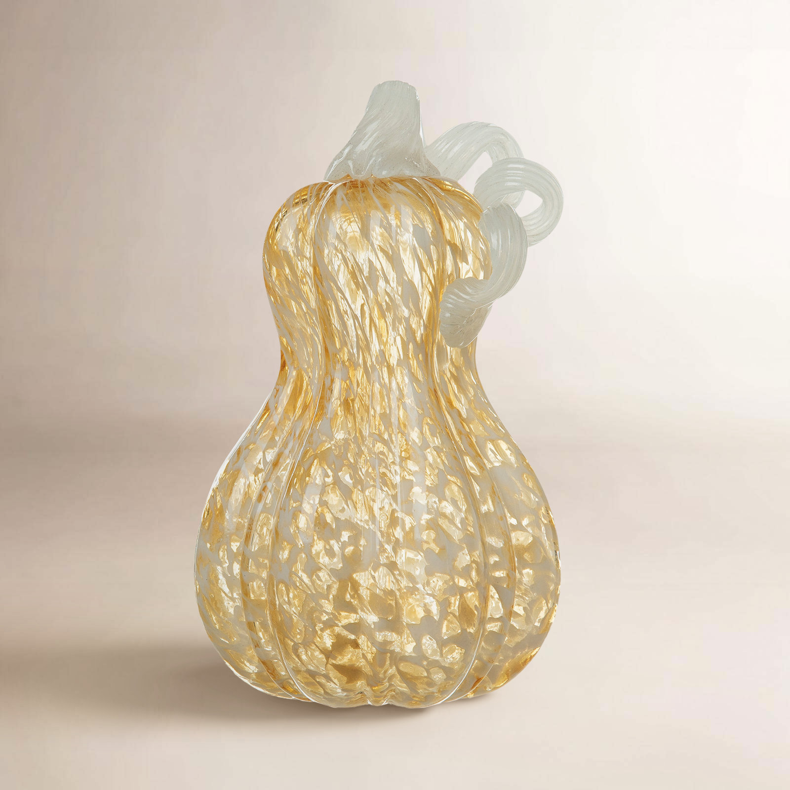 8.5"H Fall Glass Gourd, Gold