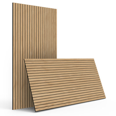 47.2" x 23.6" Peel and Stick Acoustic Wood Slat Wall Paneling, 3D Shiplap Decorative Soundproof Panel