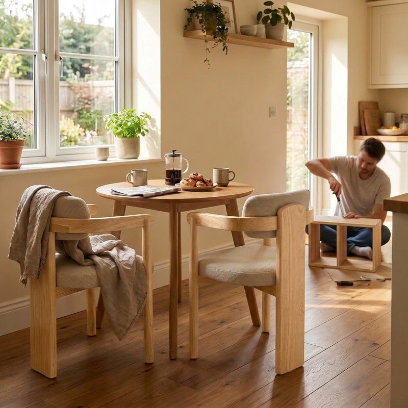Ensemble de 2 chaises de salle à manger modernes du milieu du siècle avec bois d'hévéa