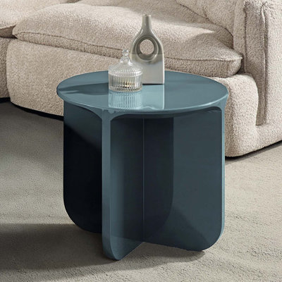 Table de bout ronde, bleu sarcelle ultrabrillant