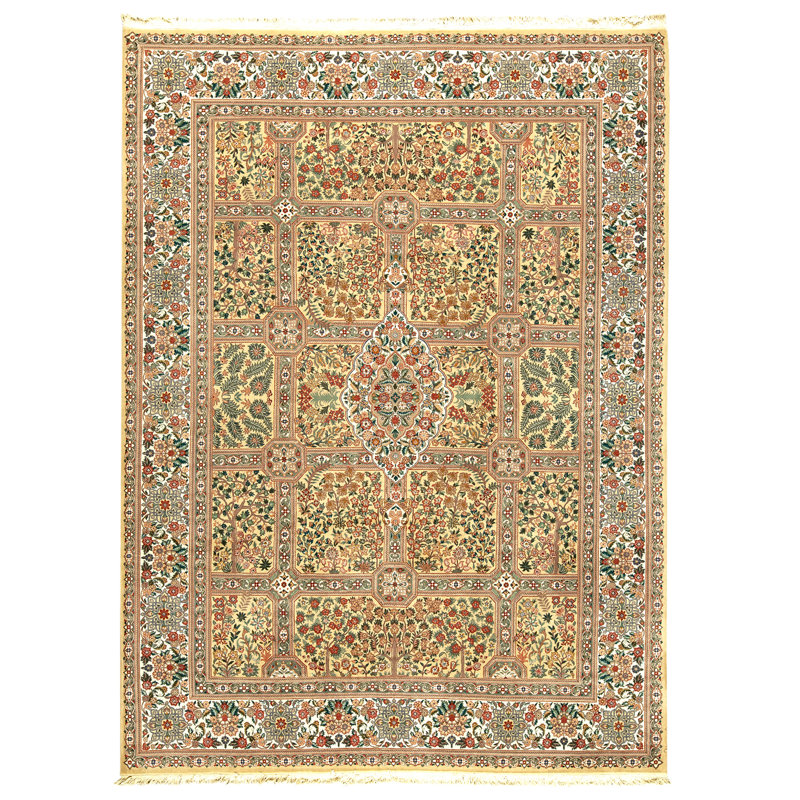 Tapis beige et ivoire noué à la main de haute qualité