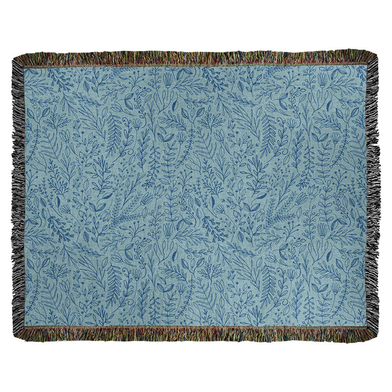 Couverture en coton tissé Katelyn Elizabeth Ditsy, l 50 po x L 60 po, Bleu