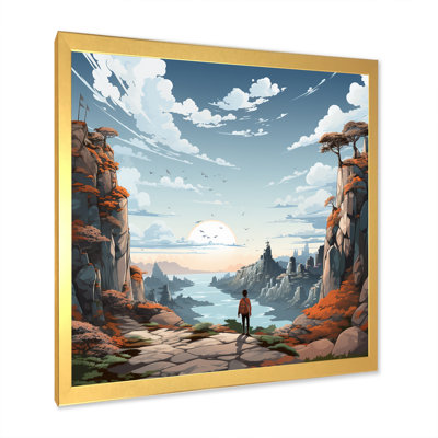 Beige Cliff Jagged Solitude - imprimé