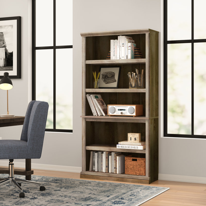 Alexsia Standard Bookcase, Lintel Oak, 35-1/4”W x 13-1/4”D x 69-3/4”H 