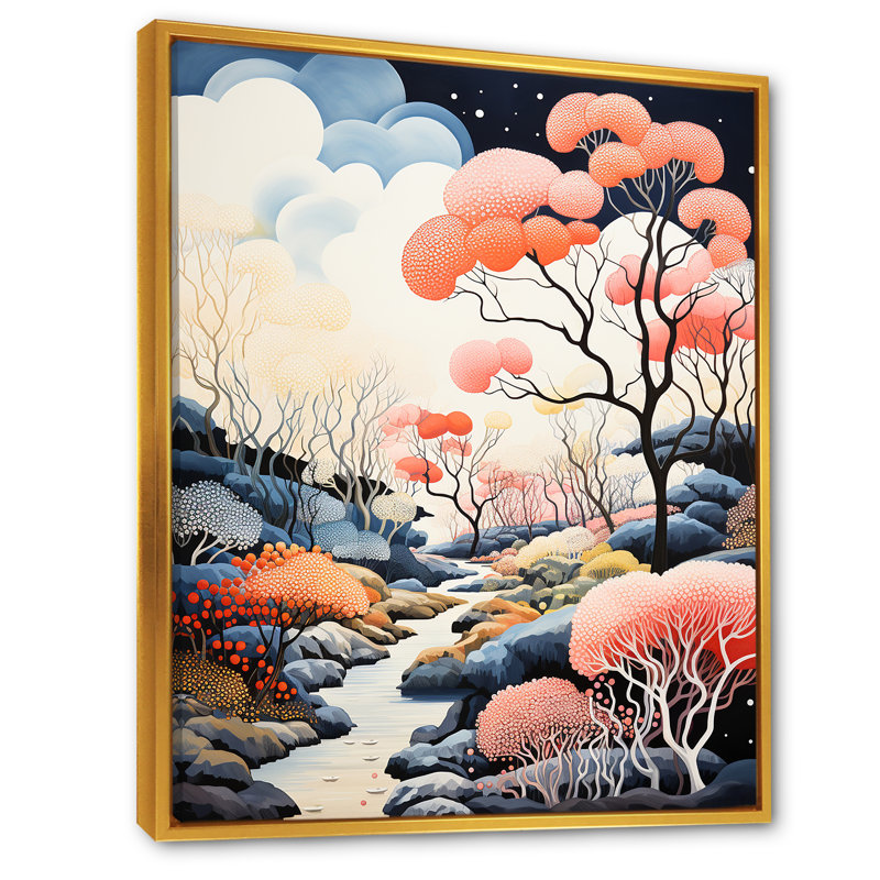 Corail, paysage naturel, Cadre flottant doré, 40" H x 30" W