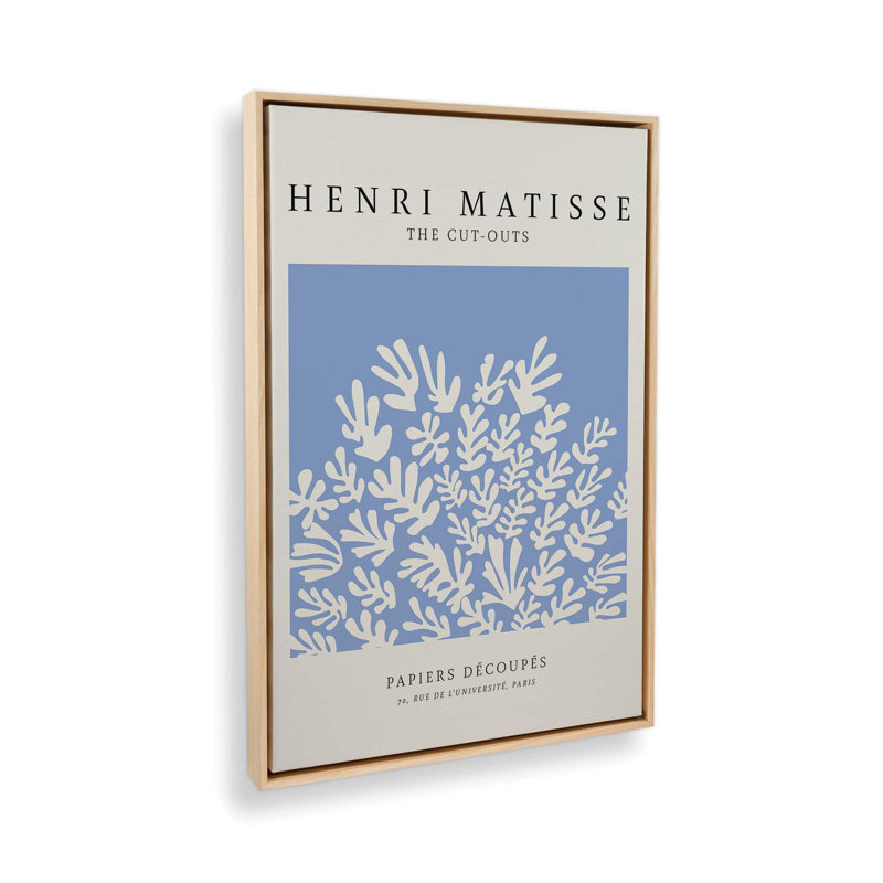 Affiche La Gerbe en bleu Matisse, H 36,75 po x l 24,75 po, Cadre américain en érable flottant