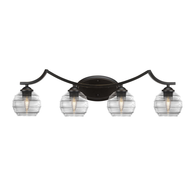 Barre d'éclairage de salle de bain 4 lumières Zilo, Transparent, Gris