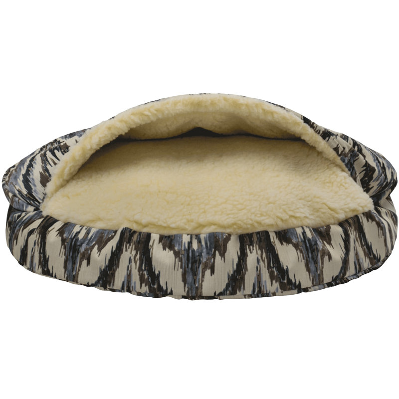 Lit pour chien à capuche avec intérieur Sherpa Show Dog, Indigo tempête, Petit (l 25 po x P 25 po x H 8 po)
