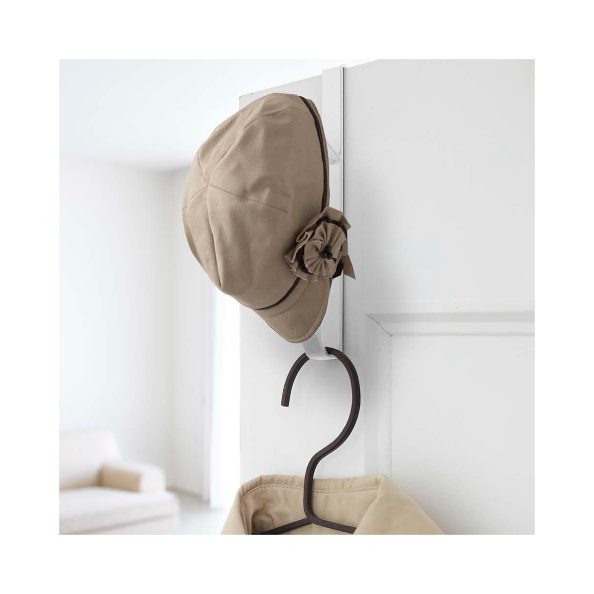 Yamazaki Home Over The Door Hook - Hanging Coat Rack, Steel, Over-the-Door, White