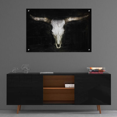 «Cow Skull» par PH Burchett, art mural en verre acrylique
